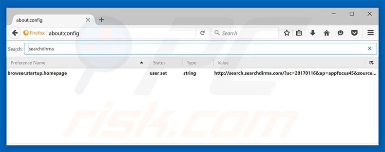 Removing search.searchdirma.com from Mozilla Firefox default search engine