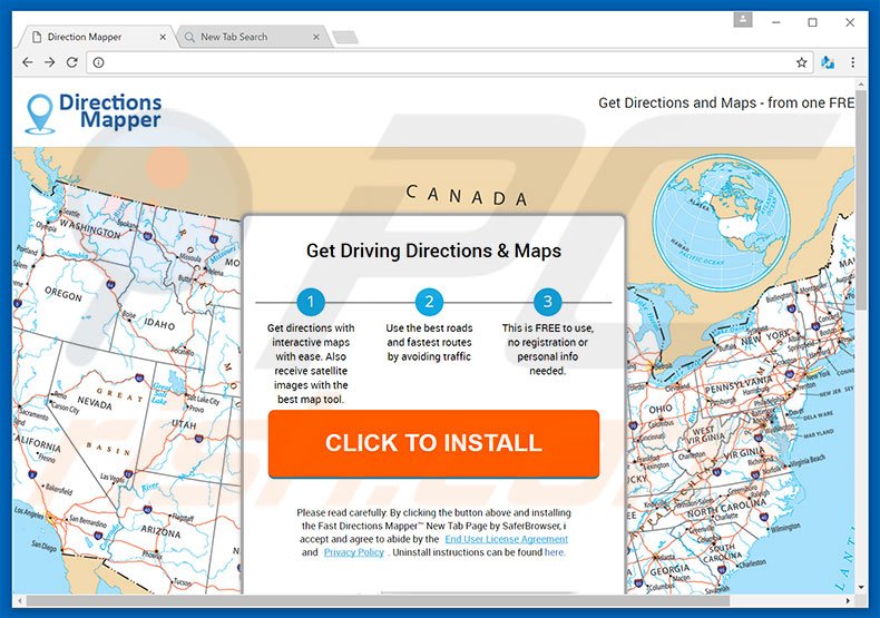 Website used to promote Directions Mapper browser hijacker