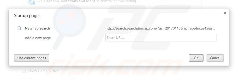 Removing search.searchdirmap.com from Google Chrome homepage