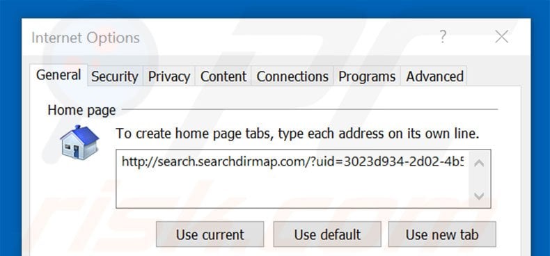 Removing search.searchdirmap.com from Internet Explorer homepage
