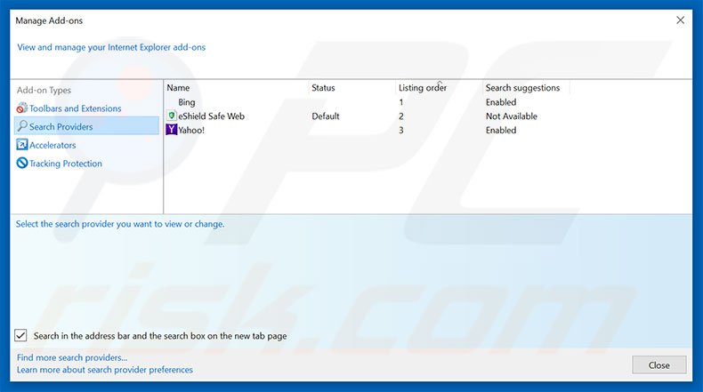 Removing search.searchdirmap.com from Internet Explorer default search engine