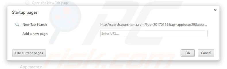 Removing search.searchema.com from Google Chrome homepage