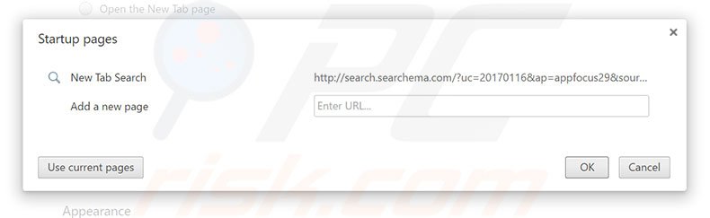 Removing search.searchema.com from Google Chrome homepage