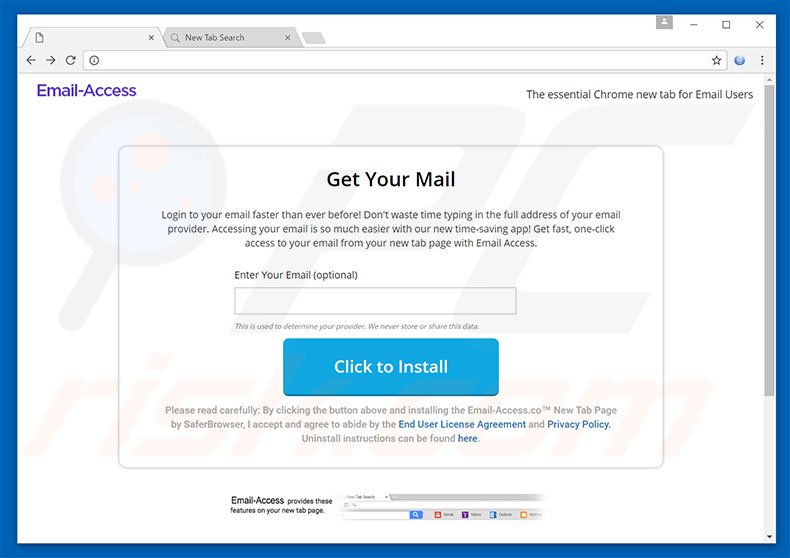 Website used to promote Email Access browser hijacker