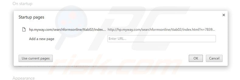 Removing hp.myway.com from Google Chrome homepage