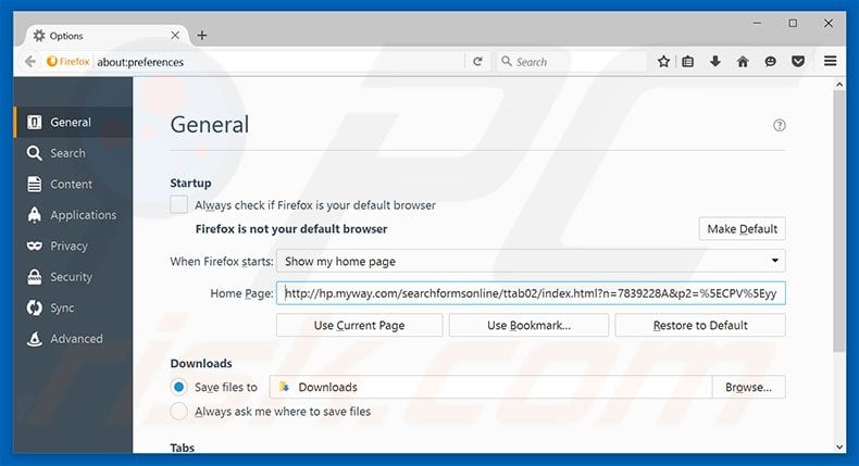 Removing hp.myway.com from Mozilla Firefox homepage