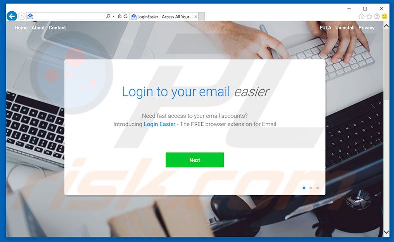 Website used to promote Login Easier browser hijacker