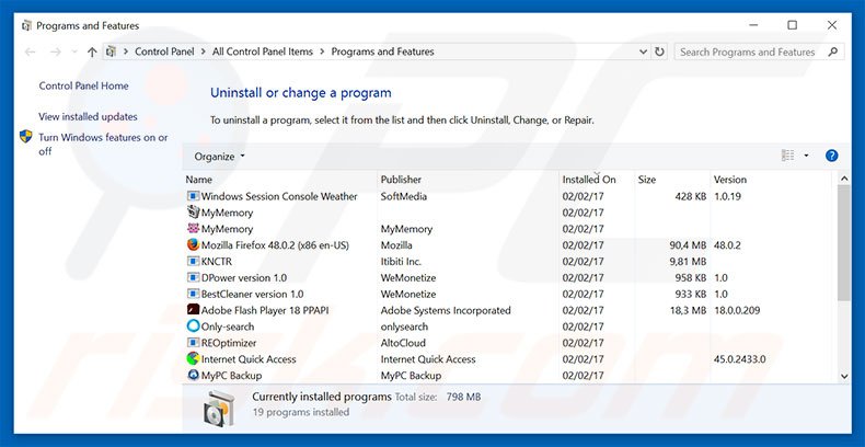 search.searchsterjosoft.com browser hijacker uninstall via Control Panel