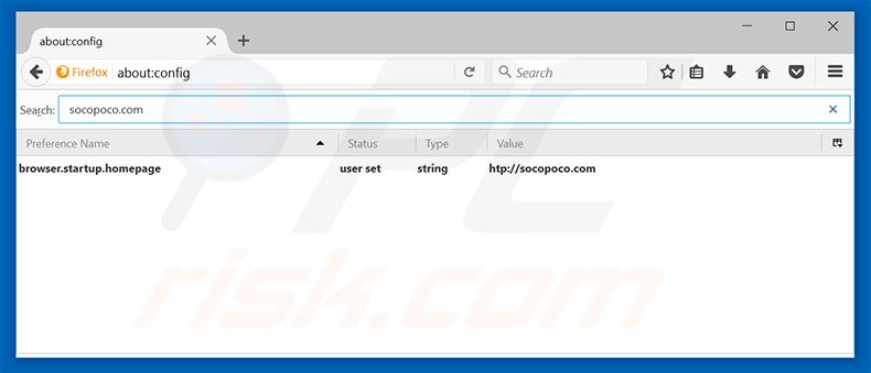 Removing socopoco.com from Mozilla Firefox default search engine