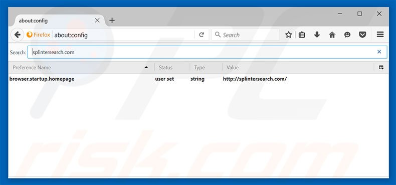 Removing splintersearch.com from Mozilla Firefox default search engine