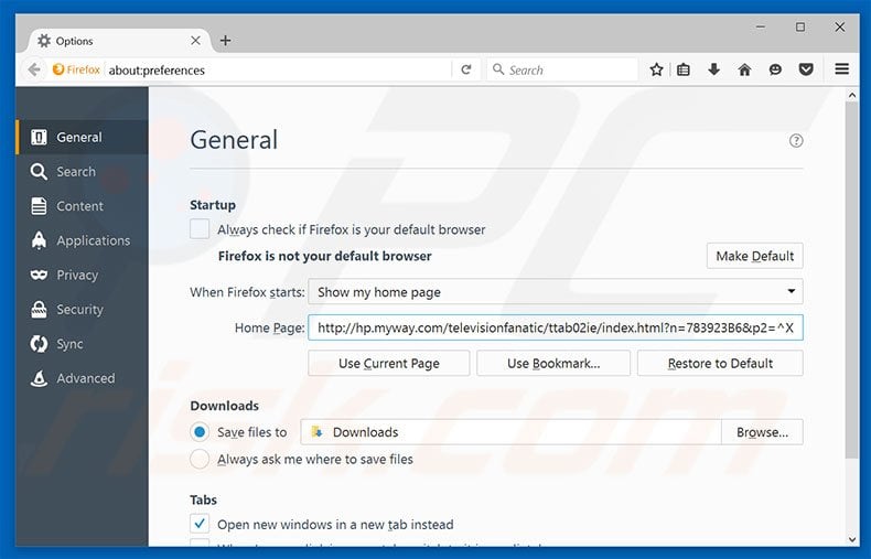 Removing hp.myway.com from Mozilla Firefox homepage