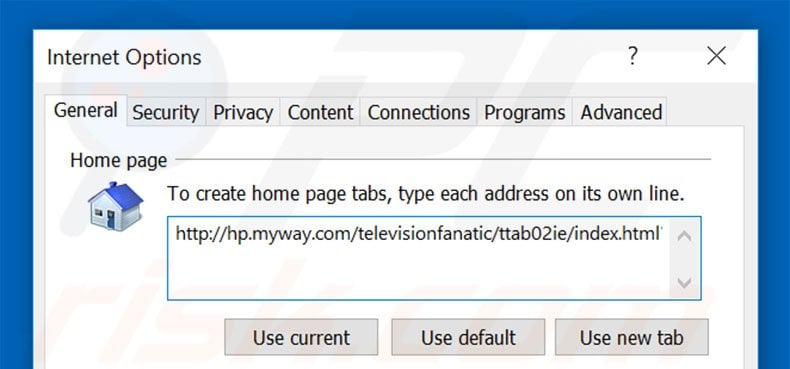 Removing hp.myway.com from Internet Explorer homepage