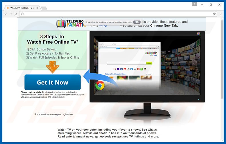 Website used to promote TelevisionFantastic browser hijacker