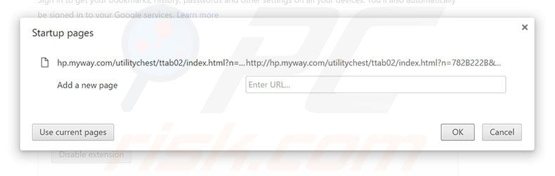 Removing hp.myway.com from Google Chrome homepage