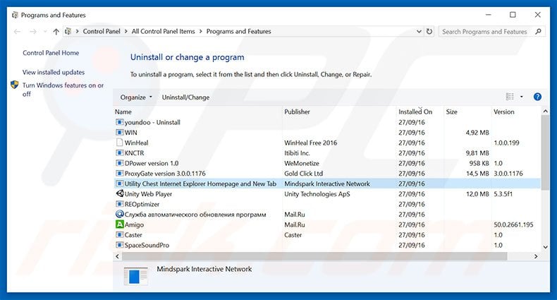 hp.myway.com browser hijacker uninstall via Control Panel