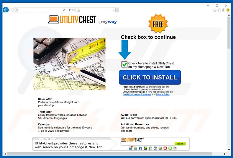 Website used to promote Utility Chest browser hijacker