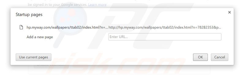 Removing hp.myway.com from Google Chrome homepage