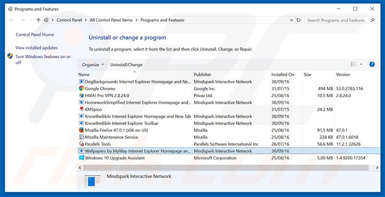 hp.myway.com browser hijacker uninstall via Control Panel