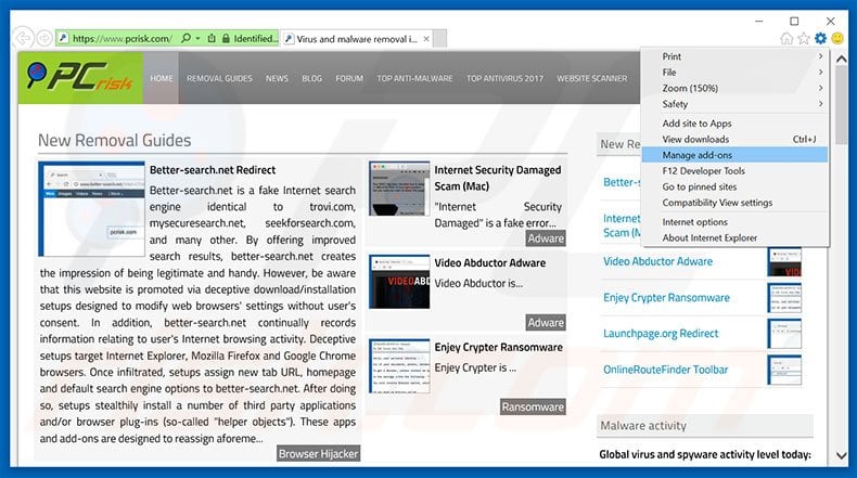 Removing Suspicious Activity From Your IP Address ads from Internet Explorer step 1