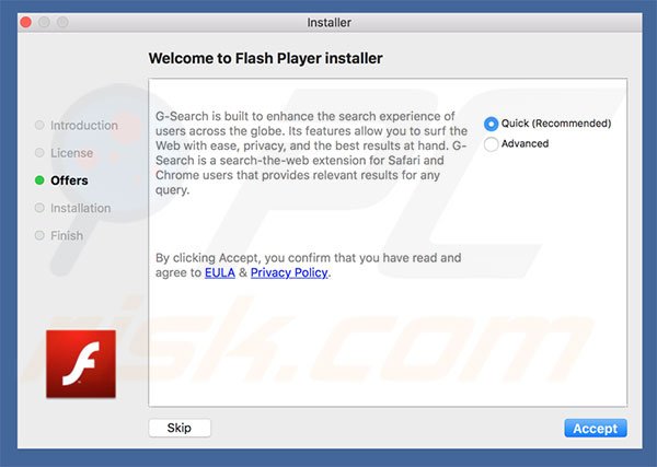 Delusive installer used to promote blasearch.com