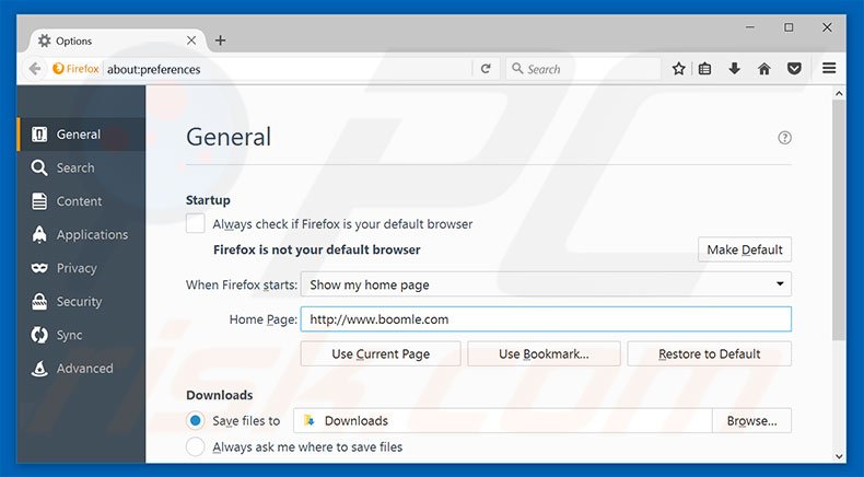 Removing boomle.com from Mozilla Firefox homepage