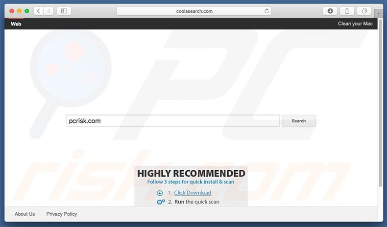 coolasearch.com browser hijacker on a Mac computer