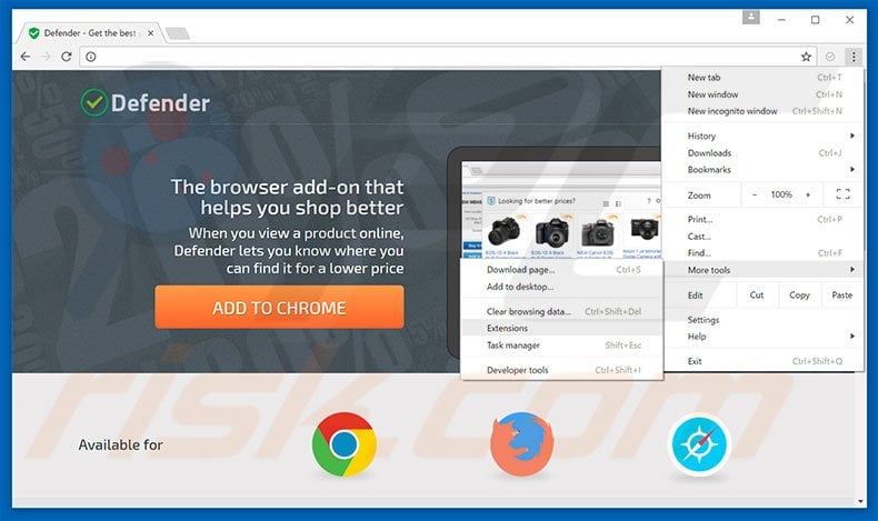 Removing Defender  ads from Google Chrome step 1