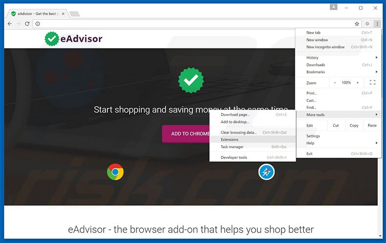 Removing eAdvisor  ads from Google Chrome step 1