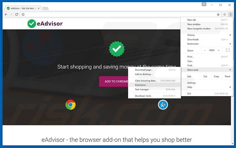 Removing eAdvisor  ads from Google Chrome step 1