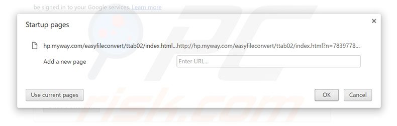 Removing hp.myway.com from Google Chrome homepage