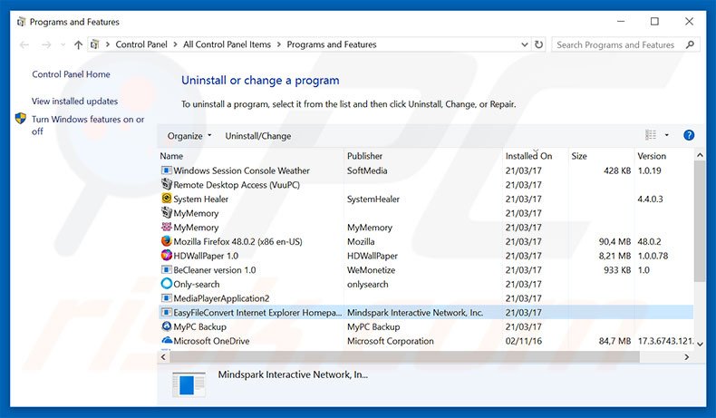 hp.myway.com browser hijacker uninstall via Control Panel