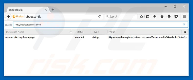 Removing search.easyinterestsaccess.com from Mozilla Firefox default search engine