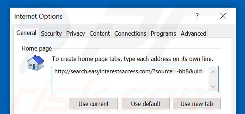 Removing search.easyinterestsaccess.com from Internet Explorer homepage
