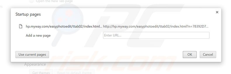 Removing hp.myway.com from Google Chrome homepage