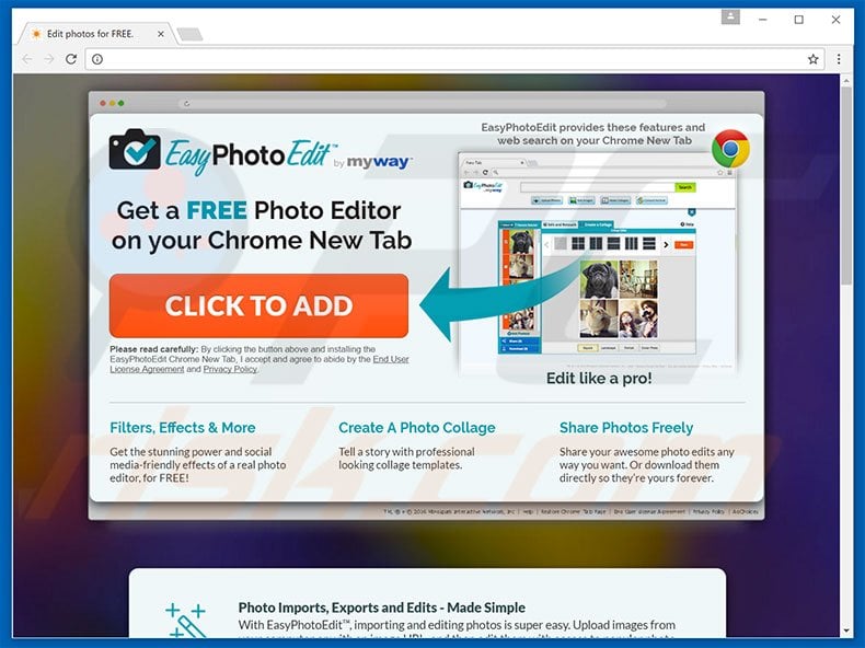 Website used to promote EasyPhotoEdit browser hijacker