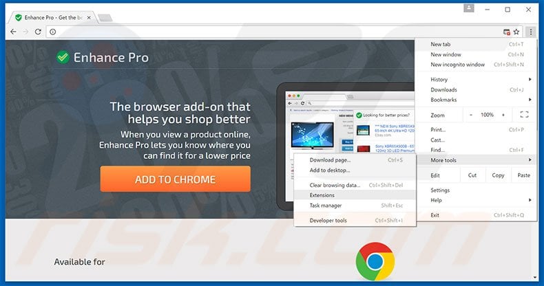 Removing Enhance Pro  ads from Google Chrome step 1