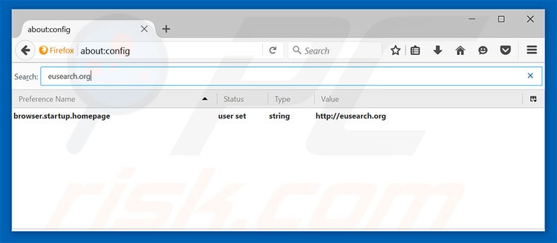 Removing eusearch.org from Mozilla Firefox default search engine