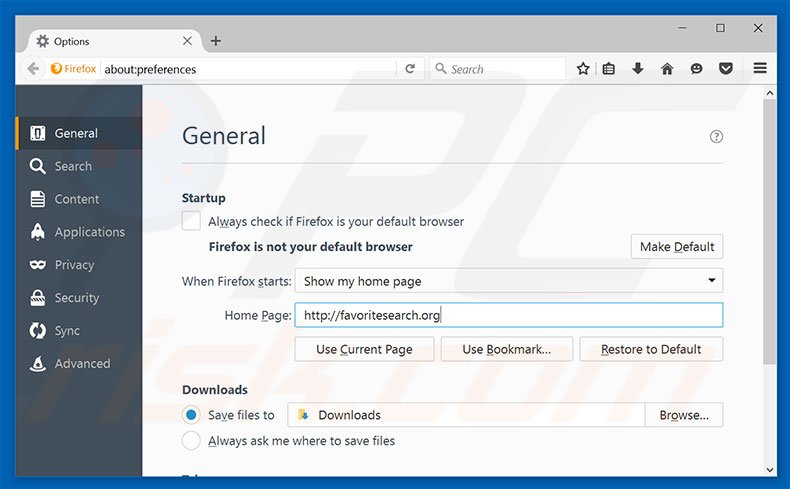 Removing favoritesearch.org from Mozilla Firefox homepage