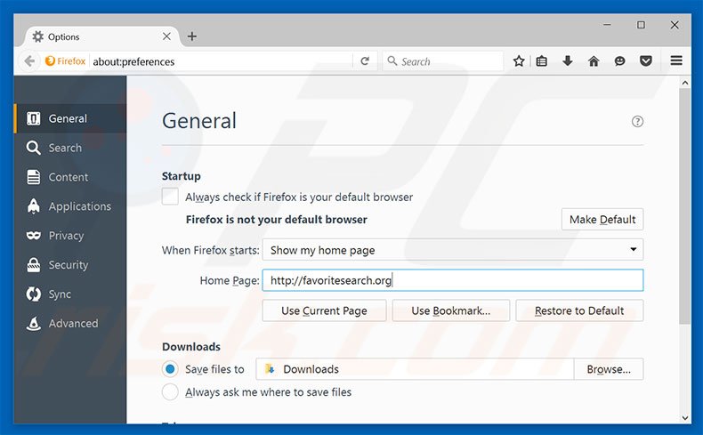 Removing favoritesearch.org from Mozilla Firefox homepage