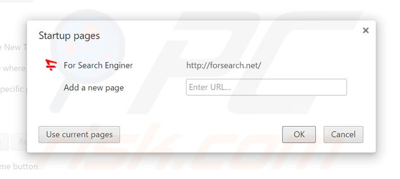 Removing forsearch.net from Google Chrome homepage