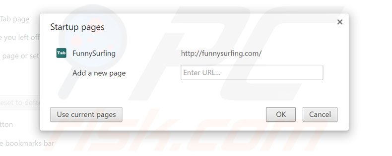 Removing funnysurfing.com from Google Chrome homepage