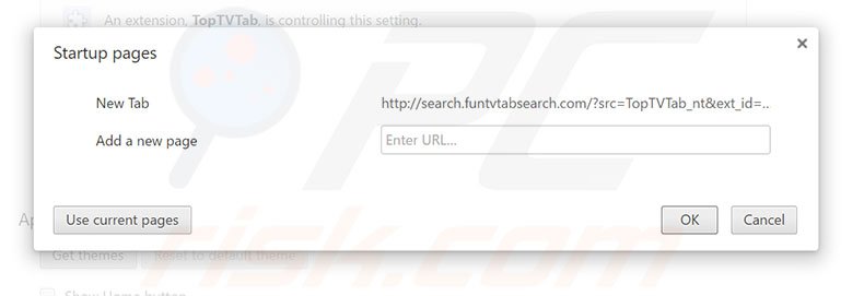 Removing search.funtvtabsearch.com from Google Chrome homepage