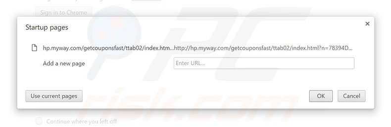 Removing hp.myway.com from Google Chrome homepage