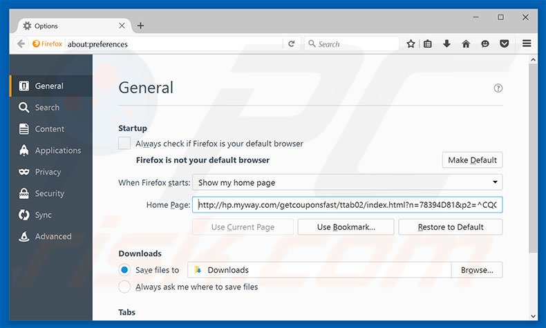 Removing hp.myway.com from Mozilla Firefox homepage