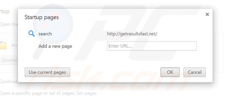 Removing getresultsfast.net from Google Chrome homepage