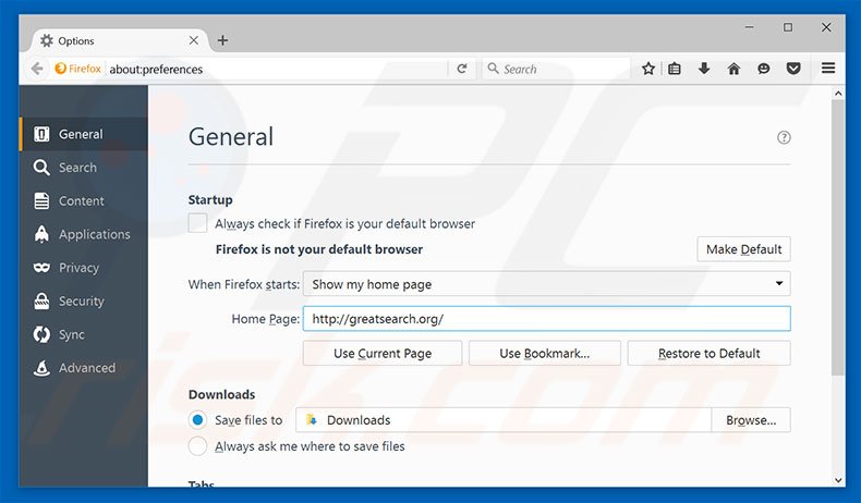 Removing greatsearch.org from Mozilla Firefox homepage