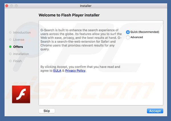 Delusive installer used to promote g-search.pro