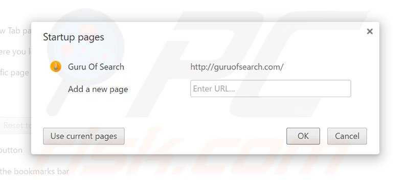 Removing guruofsearch.com from Google Chrome homepage