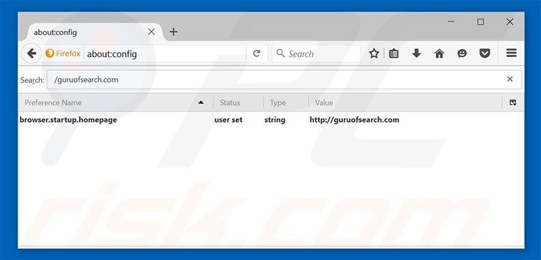 Removing guruofsearch.com from Mozilla Firefox default search engine