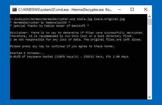 hermes ransomware decrypter